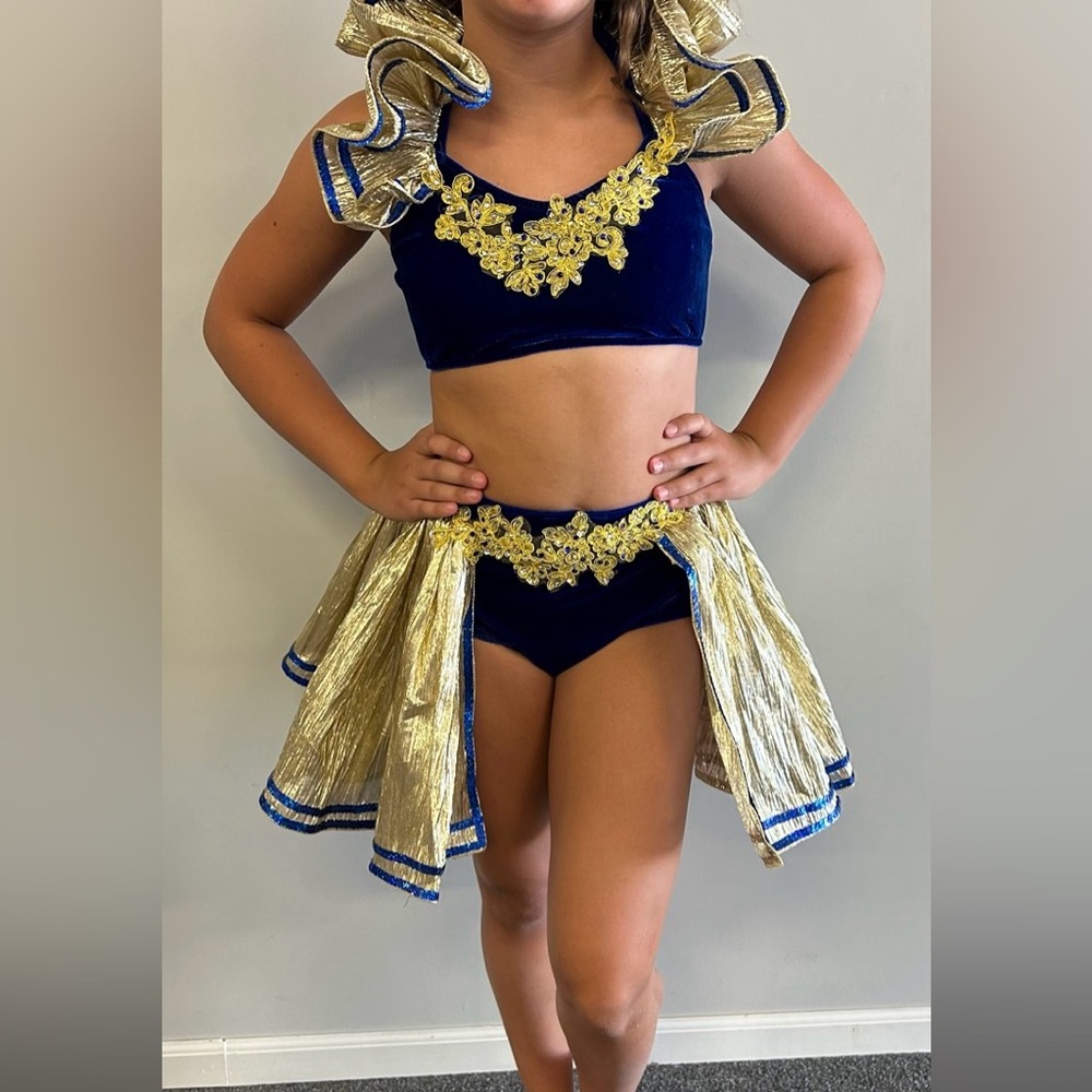 Glamour Blue and Gold Dance Costume